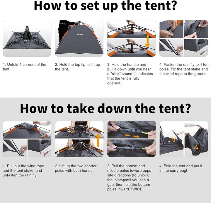 Amflip Camping Zelt Automatisches 2 Mann Personen Instant-Zelt Pop Up Kuppelzelt 4 Jahreszeiten Wass