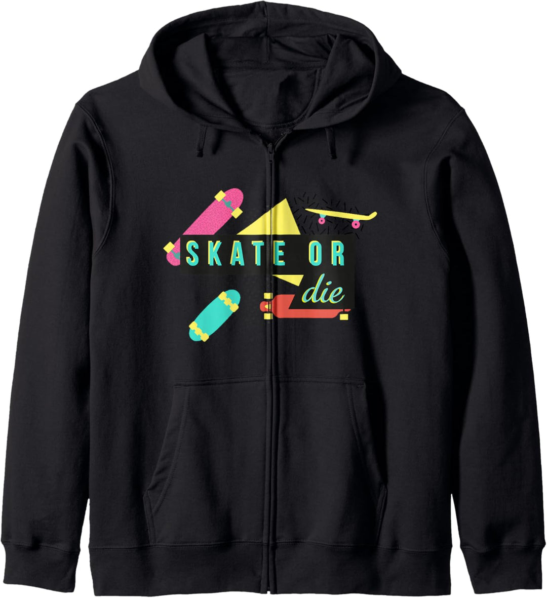 Skate or Die Skateboard-Silhouette im Retro-Stil der 90er Jahre Kapuzenjacke