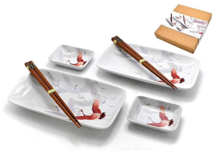 Luxus - Sushi-Set - Kraniche - 6 Stück - Sushi Set - 2 Personen - Japanisches Geschirr - Inklusive -