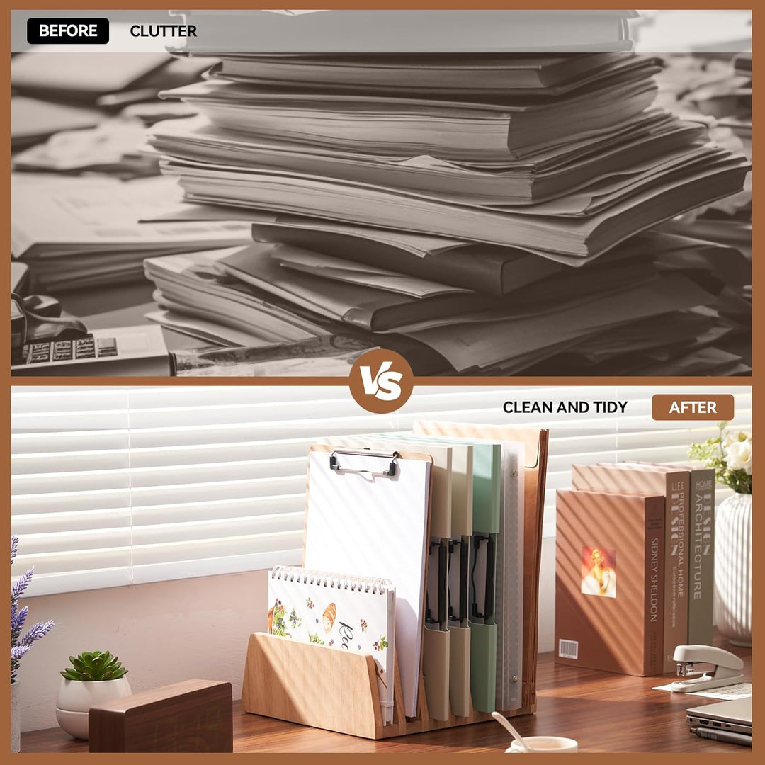 KIRIGEN hölzernen Schreibtisch Mail Organizer 7 Slots File Paper Holder Desktop Holz Dokument Letter