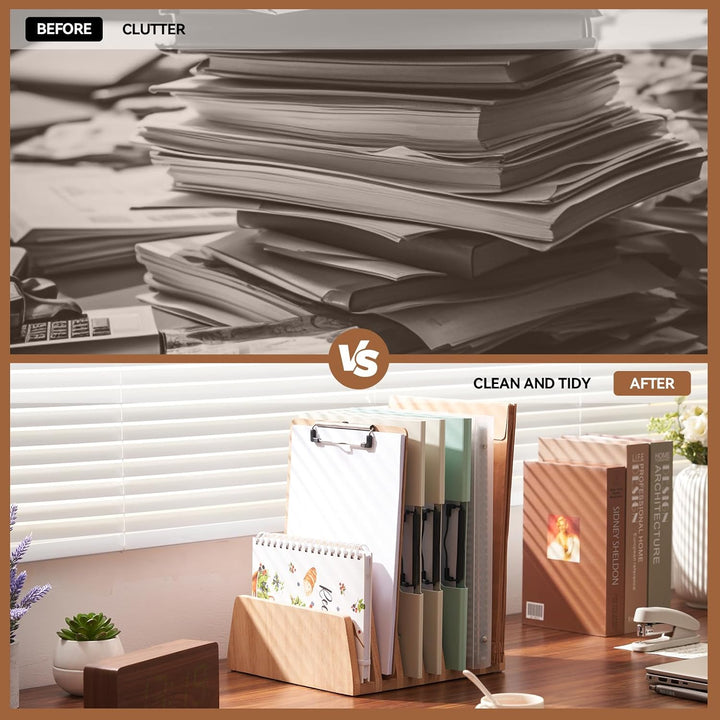 KIRIGEN hölzernen Schreibtisch Mail Organizer 7 Slots File Paper Holder Desktop Holz Dokument Letter
