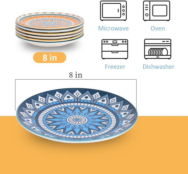 AHX Teller Set - Dessertteller Frühstücksteller- Flache Kuchenteller Salatteller 6er Set - Porzellan