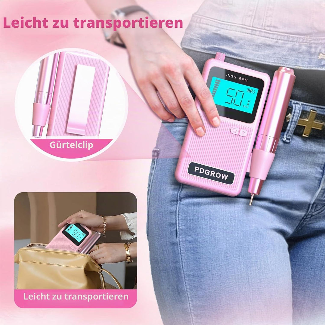 Nagelbohrer, 50000RPM Professionelle Kabellose Elektrische Nagelfeilen, Tragbares Feilenset mit Bits