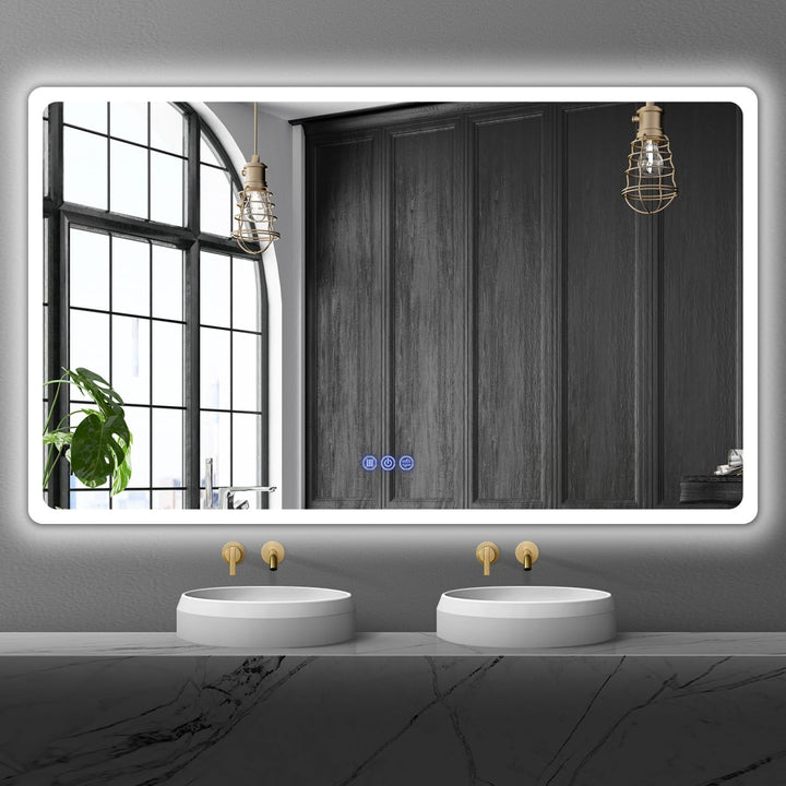 Badspiegel mit Beleuchtung 150x90cm, Badezimmerspiegel Wandspiegel und Touch-Schalter, IP65-Led-Spie