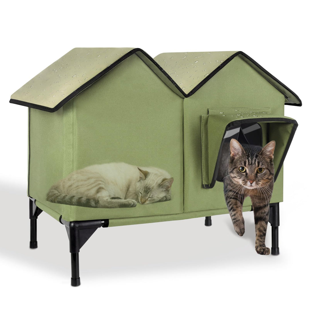 Katzenhaus im Freien, Grosse wasserdichte isolierte Katzenkennel mit erhöhter Basis, Winterhaus für