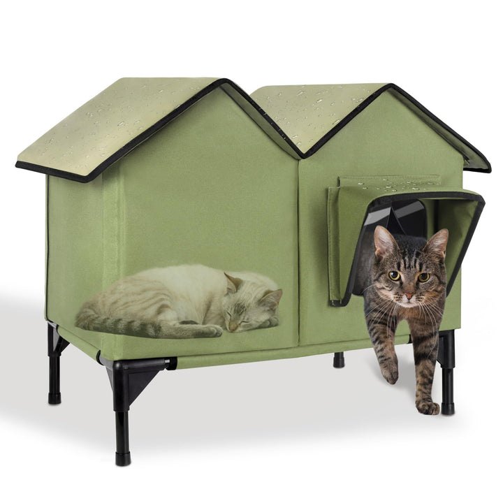 Katzenhaus im Freien, Grosse wasserdichte isolierte Katzenkennel mit erhöhter Basis, Winterhaus für