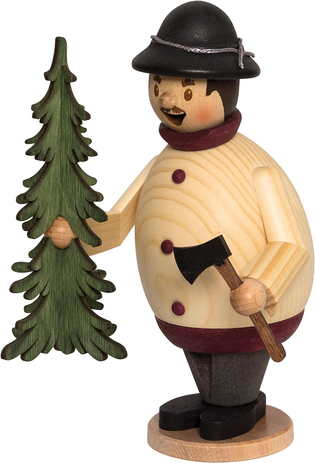 Drechslerei Kuhnert - Rauchmann/Räucherfigur aus Holz - Max als Weihnachtsbaumverkäufer - 16cm Höhe