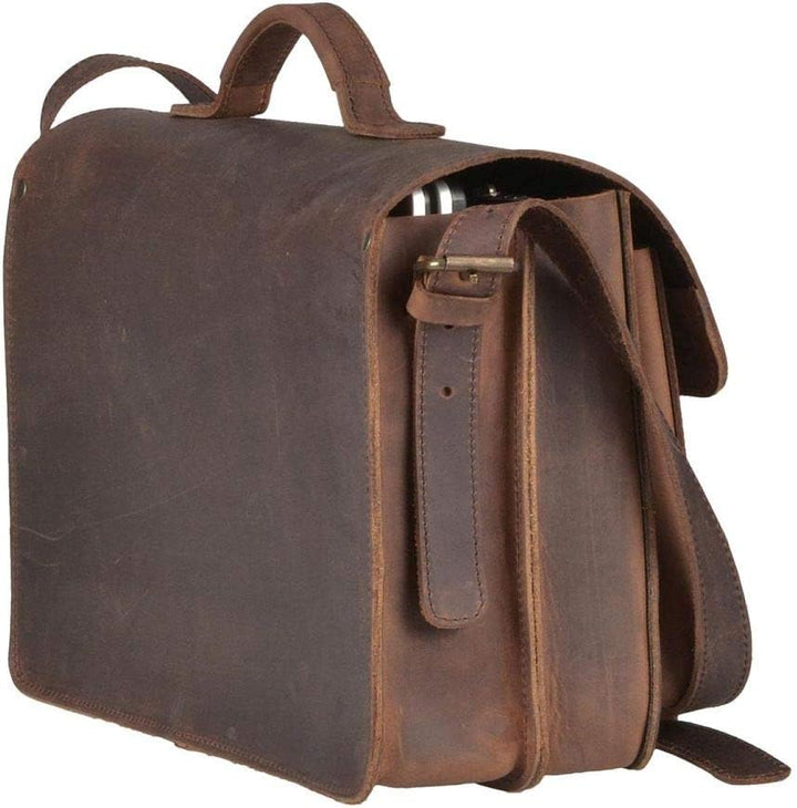 Ruitertassen kleine Aktentasche 38cm Herren Damen Leder Schultasche Ranger braun Lehrertasche 2 Fäch