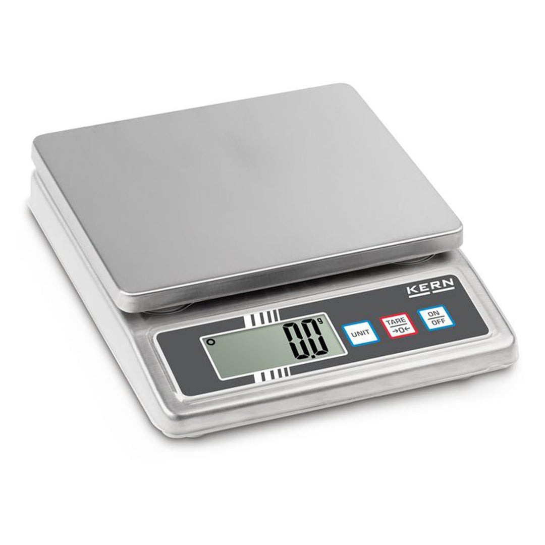 Tischwaage [Kern FOB 0.5K-4NS] Kompakte Edelstahlwaagen mit Staub- und Spritzwasserschutz IP65, Wäge