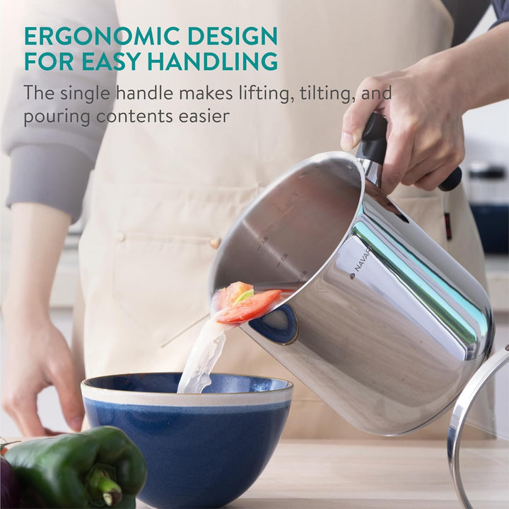 Navaris 3,4L Pasta Multi-Kochtopf - Integriertes Abtropfsieb & Frittierkorb - Für Induktions-, Keram