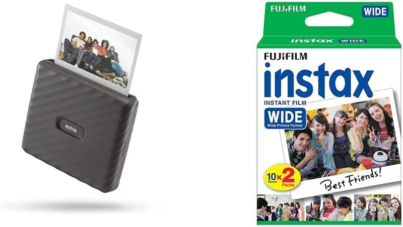 INSTAX LINK Wide Smartphone Printer Wide Film, Doppelpack (2x10 Aufnahmen) Mocha Gray Bundle mit Wid