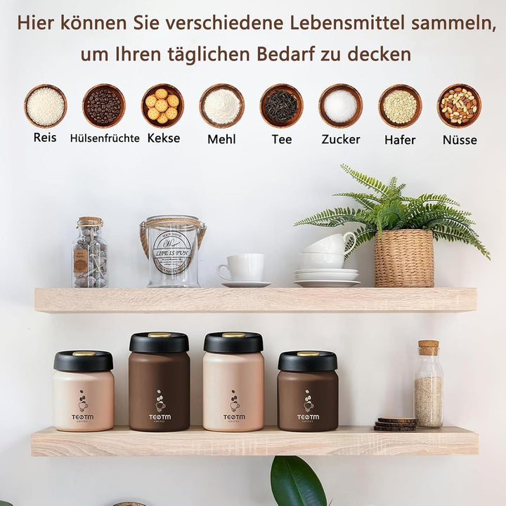 Kaffeebohnen Behälter, Luftdichte Kaffeedose, 1.2 L Vakuumversiegelung Aufbewahrung Dose, Vorratsglä