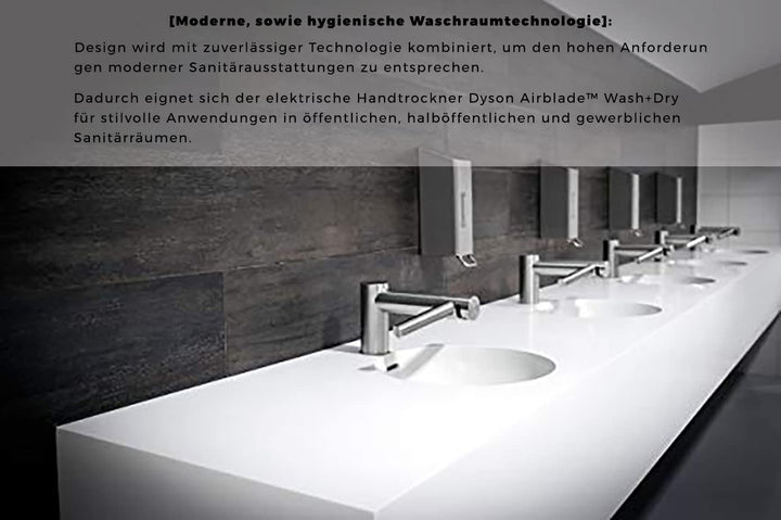 Dyson 245265-01 Airblade wash+Dry Handtrockner elektrisch, WD04 Stainless Steel Short HV Edelstahl