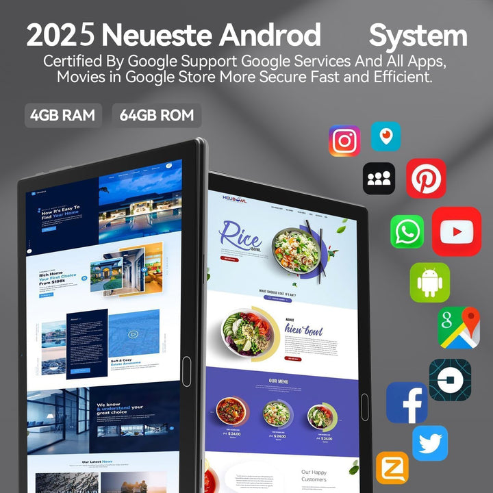 2024 Neueste Tablet 10 Zoll,3-in-1 Tablet Mit Tastatur Maus Stift,Android 13 4G LTE Tablets Mit 2 SI
