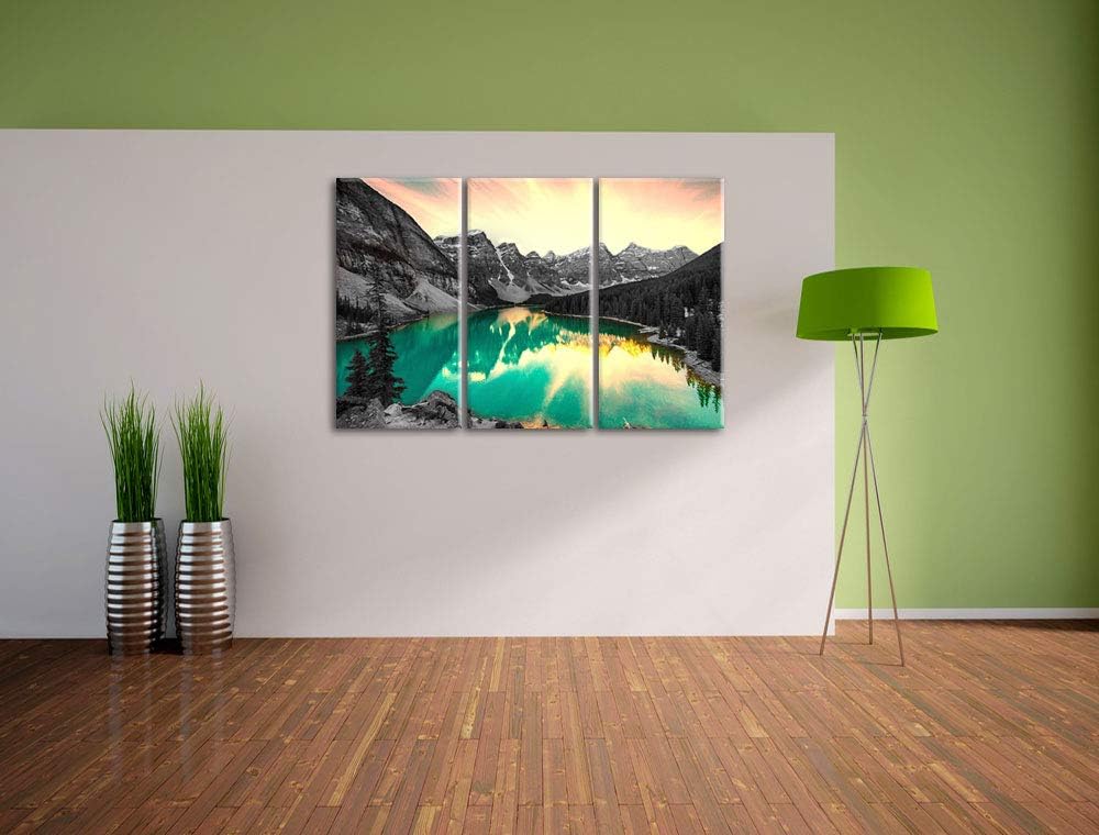 prachtvoller Moraine Lake in Canada schwarz/weiss 3-Teiler Leinwandbild 120x80 Bild auf Leinwand, XX