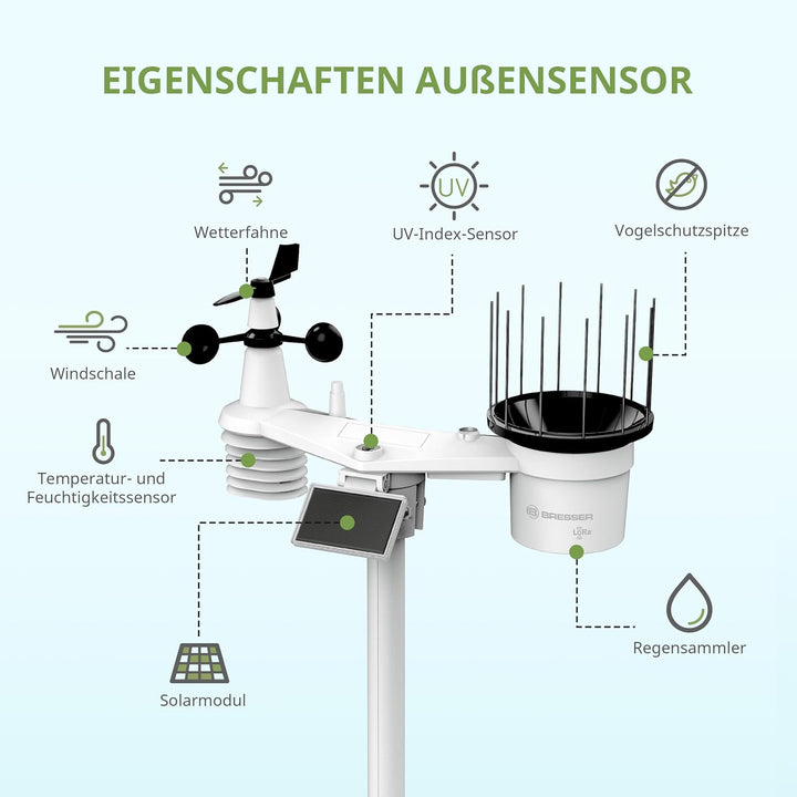 Bresser Stratus Profi WLAN Wetterstation Funk mit 7 in 1 Aussensensor