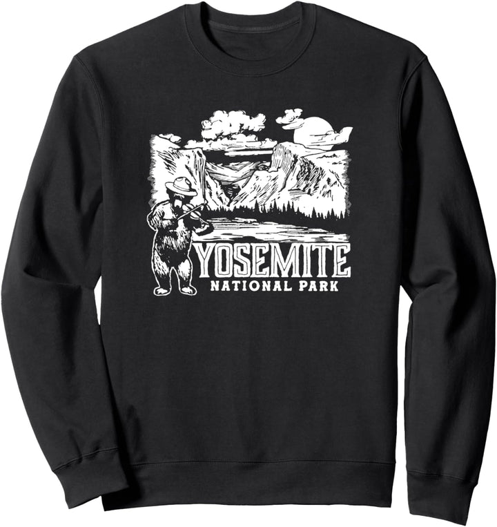 Yosemite National Park Vintage Bear & Fiddle Funny Sweatshirt