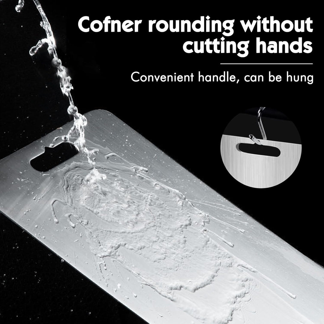 Titan Schneidebrett, Schneidbrett aus Edelstahl 34 x 23 cm, Titanium Cutting Board, Doppelseitiges L