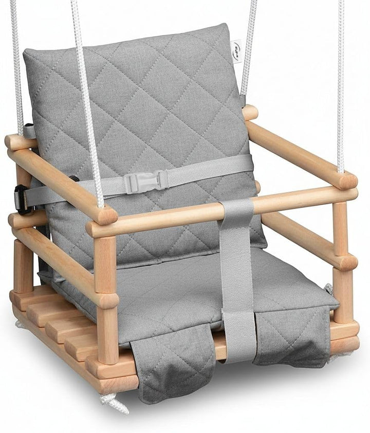 Holz Babyschaukel, Kinderschaukel, Schaukel für Kinder Schaukel 3 in 1 + SICHERHEITSGURT, Kleinkinds