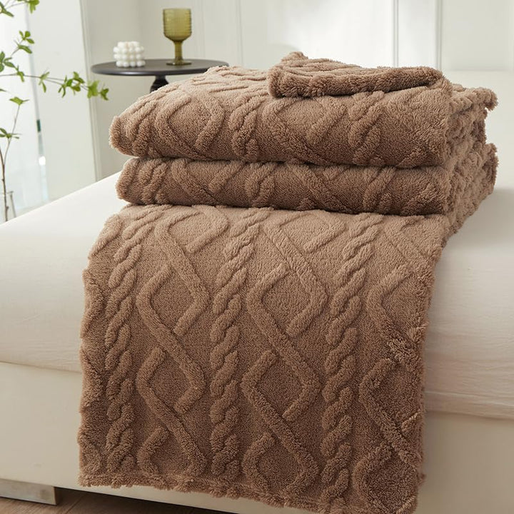 WONGS BEDDING Kuscheldecke 150x200 Wohndecke Lammdecke Flauschige Weiche Sofadecke Fleecedecke Couch