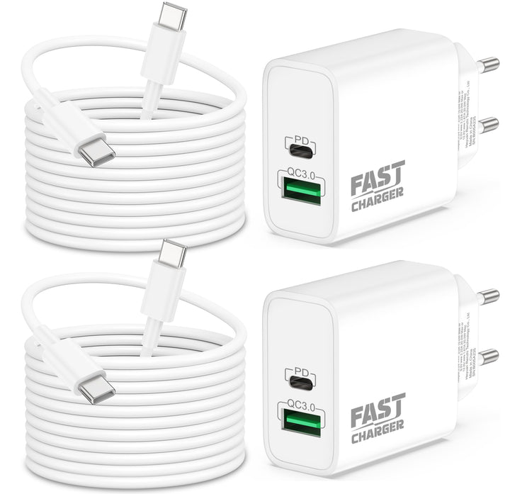 40W USB C Ladegerät + 3M Lang Ladekabel für iPhone 17/Pro Max Air/16/16e/15 Plus, iPad 11/10/A16, Ga