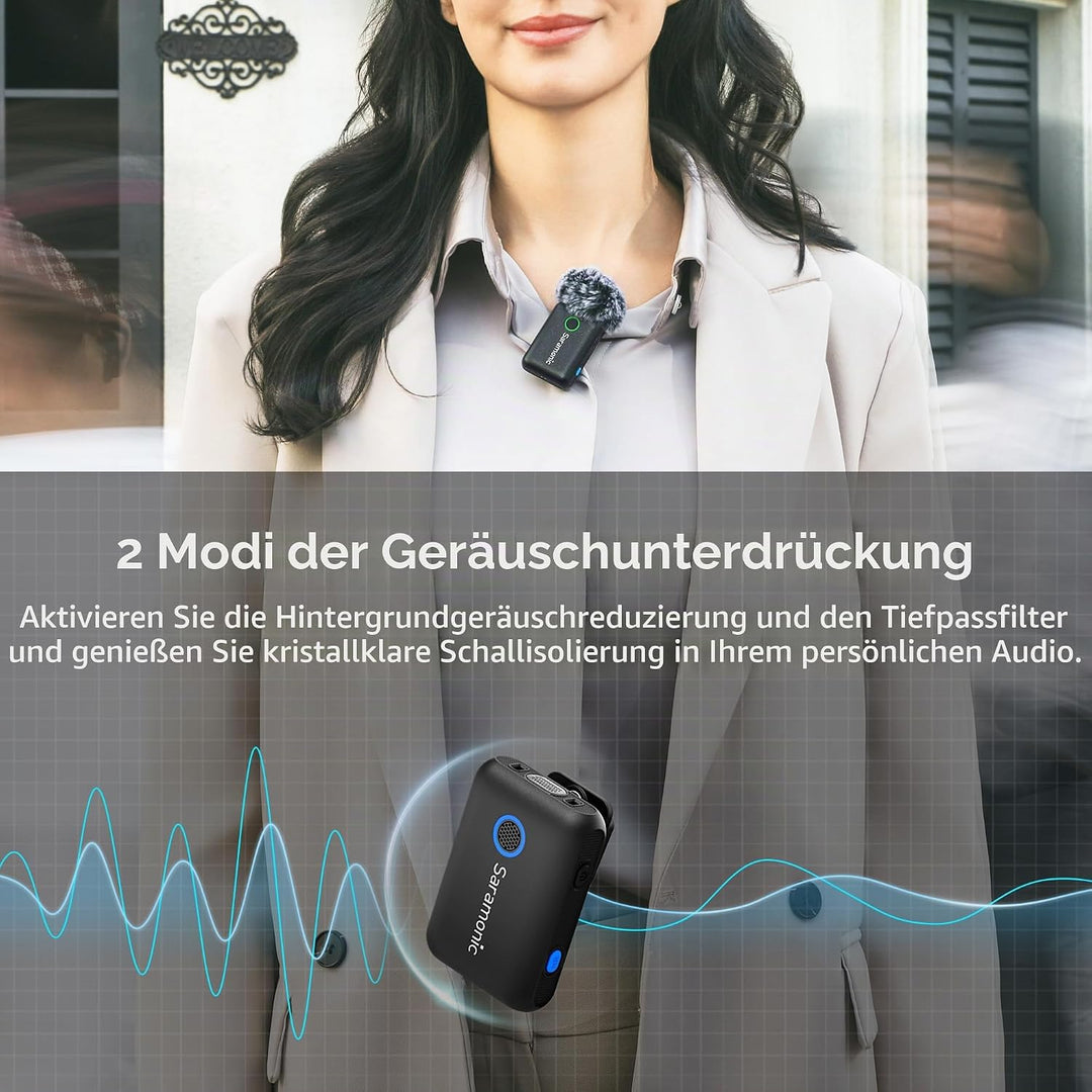 Saramonic Blink500B2+ Lavalier Mikrofon Kabellos, Lavalier Funkmikrofon Handy für iPhone 15 Android