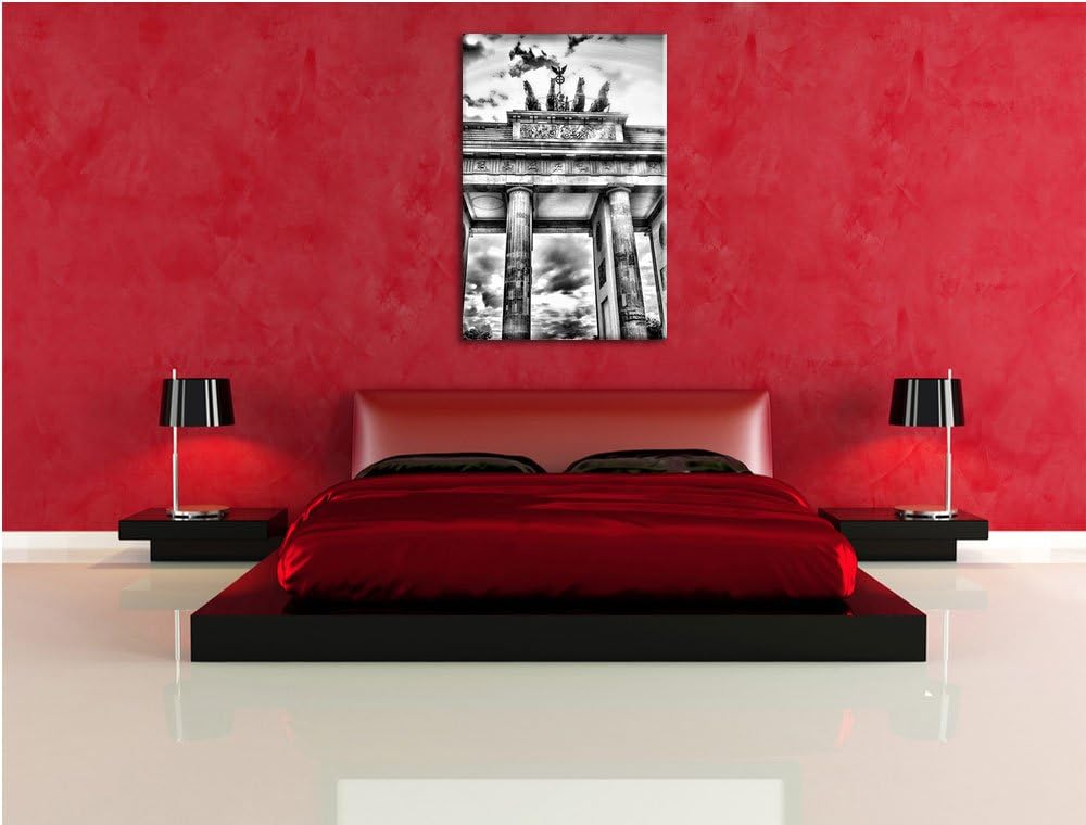 Pixxprint Brandenburger Tor Berlin / 100x70cm Leinwandbild bespannt auf Holzrahmen/Wandbild Kunstdru