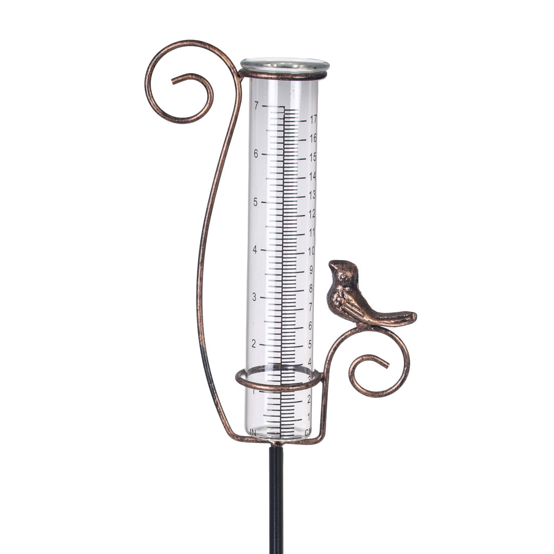 Venniy Regenmesser für den Aussenbereich, 17,8 cm Glas-Regenmesser mit Metallpfahl, dekorativer Voge