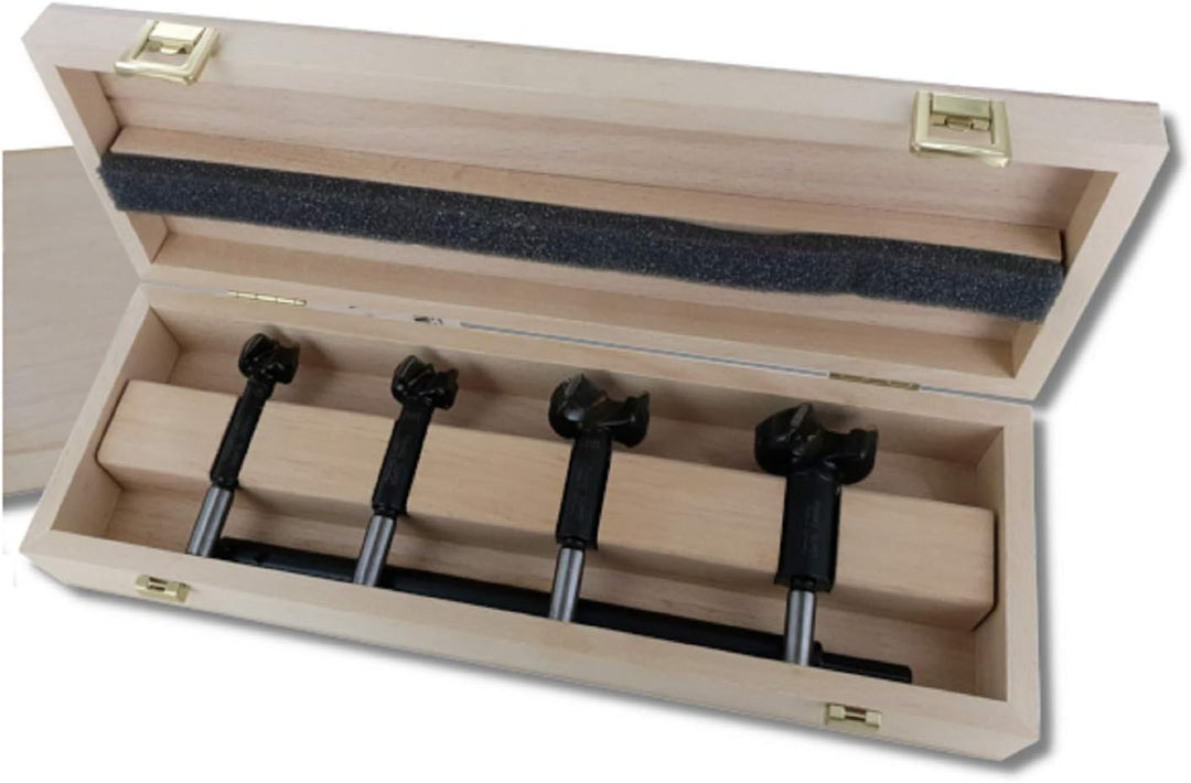 FAMAG Mühlen-Bohrer-Set 5-teilig im Holzkasten Ø 22, 25, 38, 42 mm + 250 mm Verlängerung