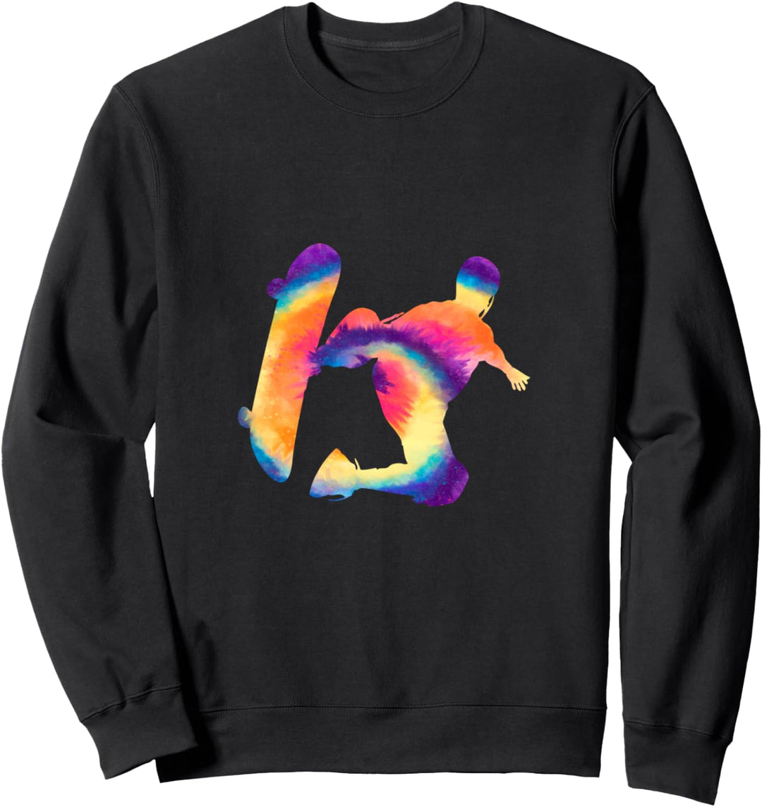 Skateboard Silhouette buntes Regenbogen-Design-Geschenk Sweatshirt