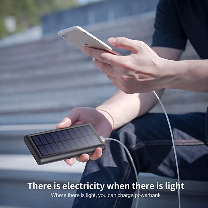 Solar Powerbank 26800mAh, USB C Power Bank Tragbares Solarladegerät, 15W PD3.0A Schnellladung Extern