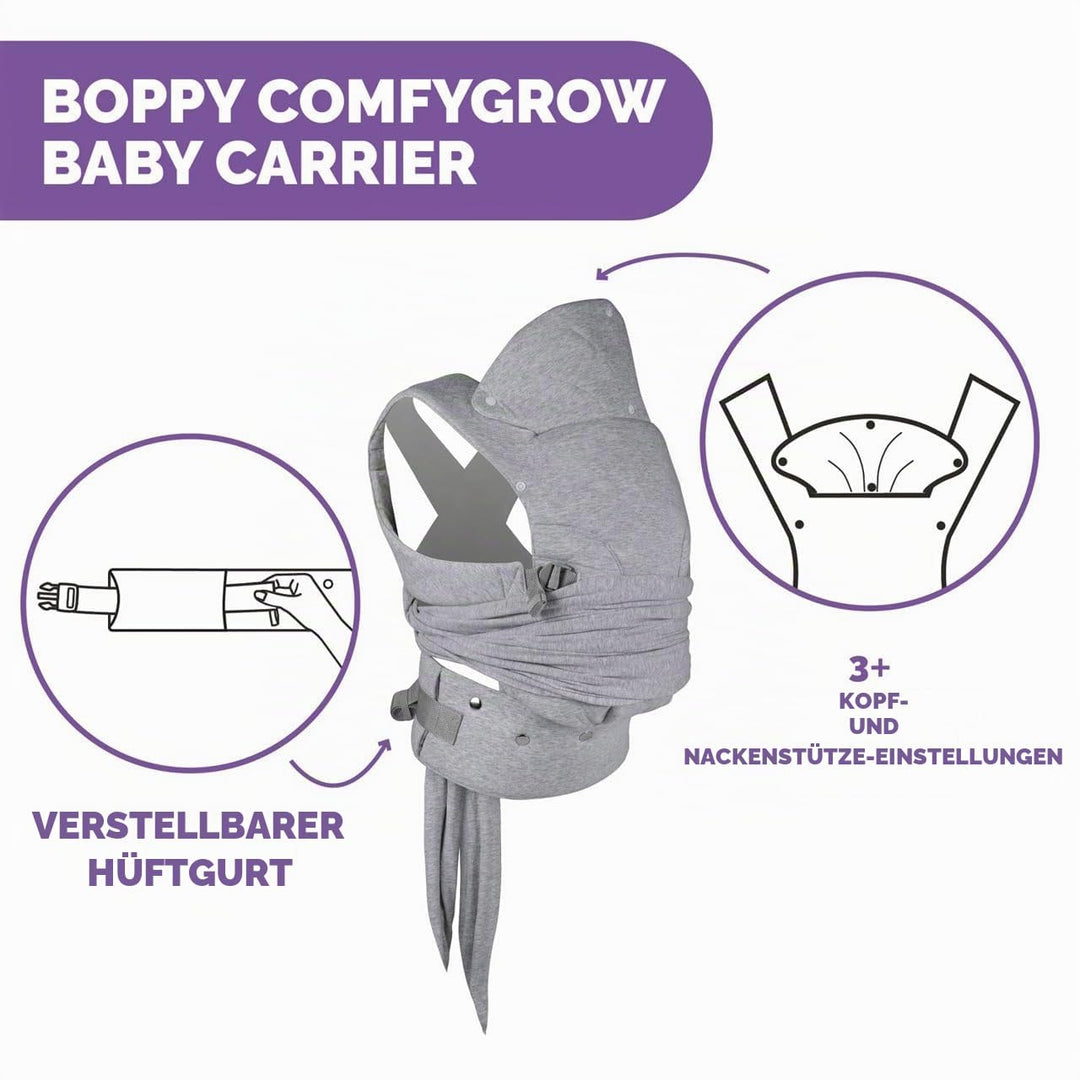 BOPPY COMFYGROW BABYTRAGE, LIGHT GREY ComfyGrow Grau, ComfyGrow Grau