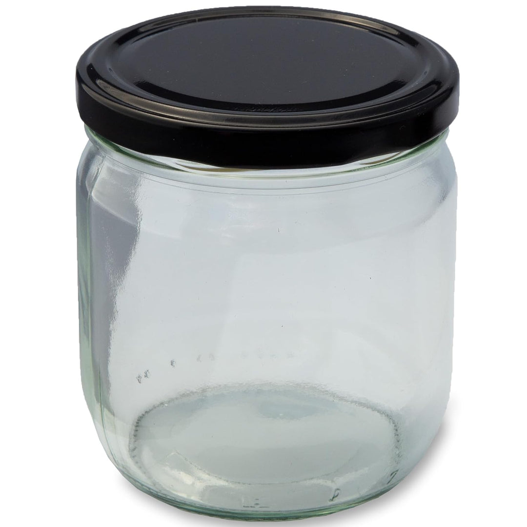 Imkado Twist-Off-Gläser (36 Stk) mit Metalldeckel (500g), abgerundeter Boden, Honigglas, Marmeladeng