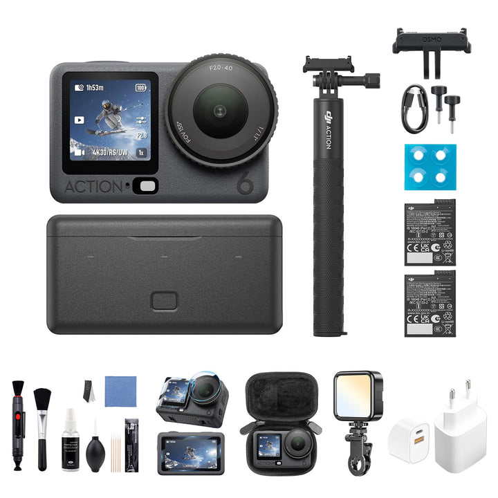 DJI Osmo Action 6 Erweiterte Combo, Action-Cam 4K mit 1/1,1″-Quadratsensor, Variable Blende von f/2,