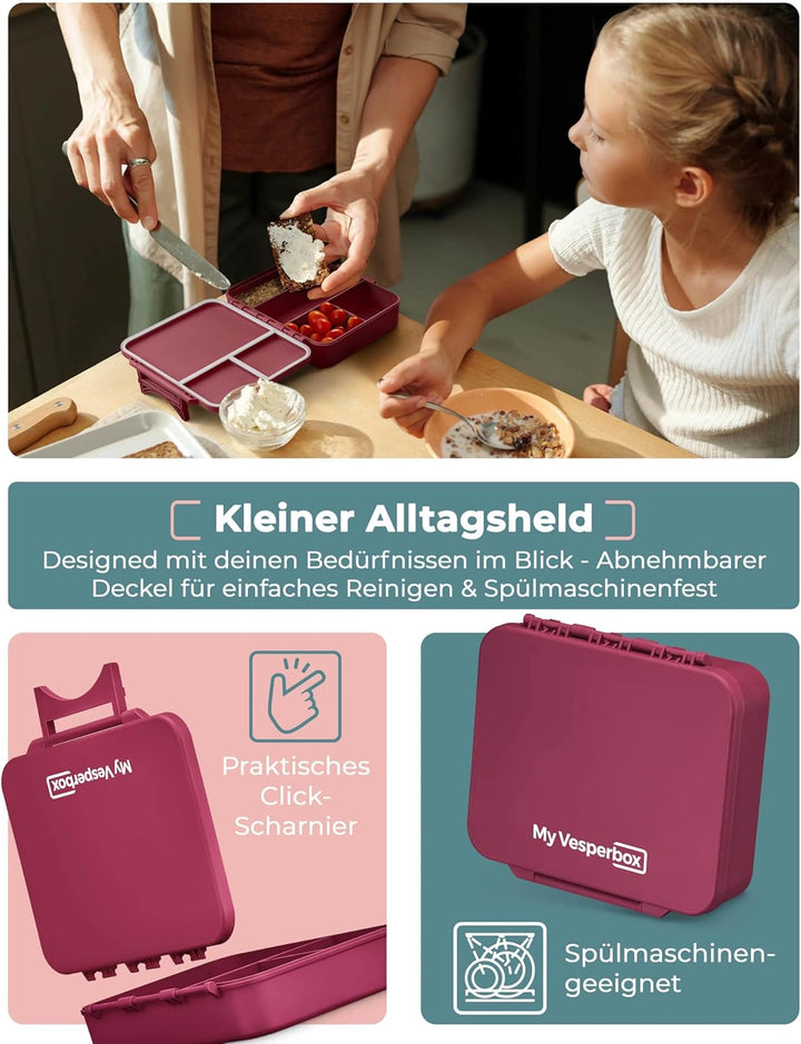 My Vesperbox® Brotdose für Kinder mit Fächern Liv [MADE IN GERMANY] - Lunchbox mit Trennfächern - Be