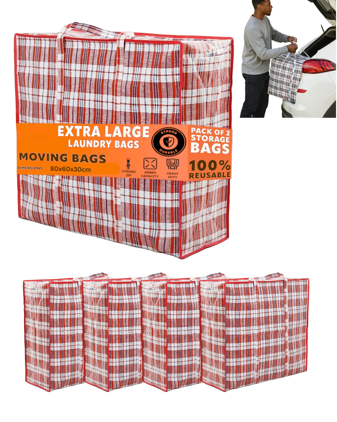 140L XXXL Extra Gross Aufbewahrungstasche Storage Bag, Umzugtasche, Jumbo Karton Travel Organizer, R