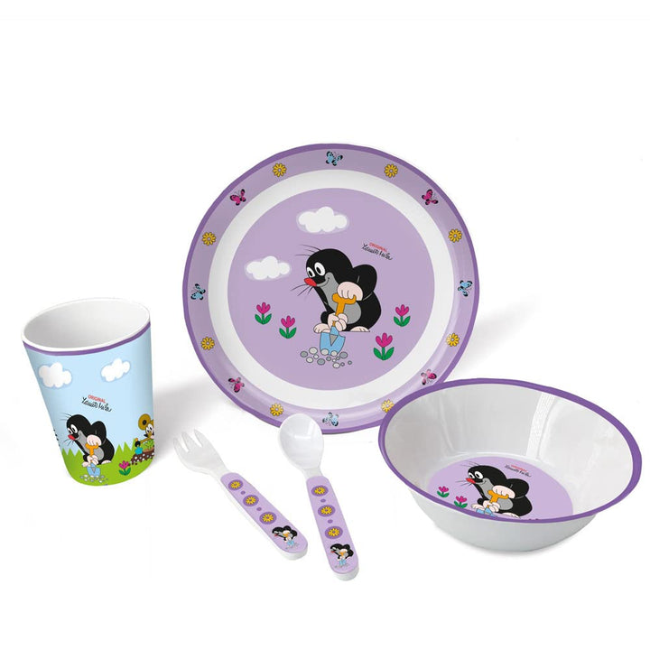 Trötsch Sandmännchen Kindergeschirr Set 5 teilig: aus Melamin mit Geschenkverpackung, Literaturbeila