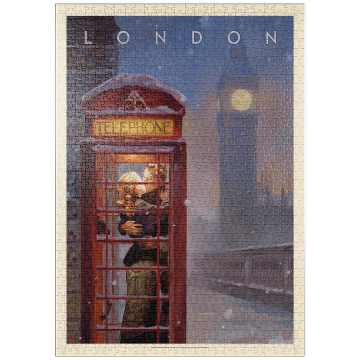 England: Londoner Telefonzelle, Vintage Poster - Premium 1000 Teile Puzzle - MyPuzzle Sonderkollekti