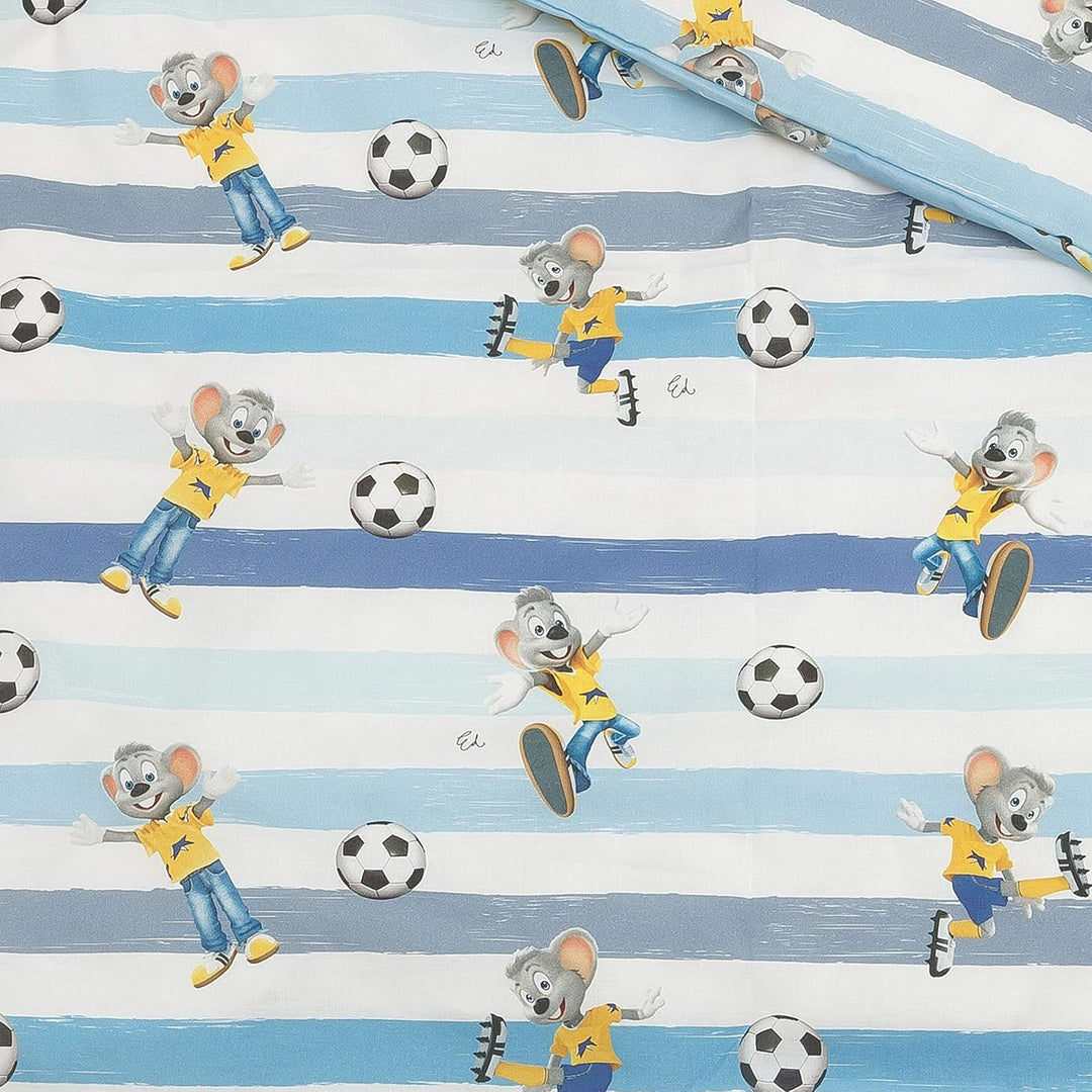 Babybettwäsche-Set ED der Fussballer | 100% Baumwolle | schadstoffepürft (80x80 cm, Sterne blau/weis