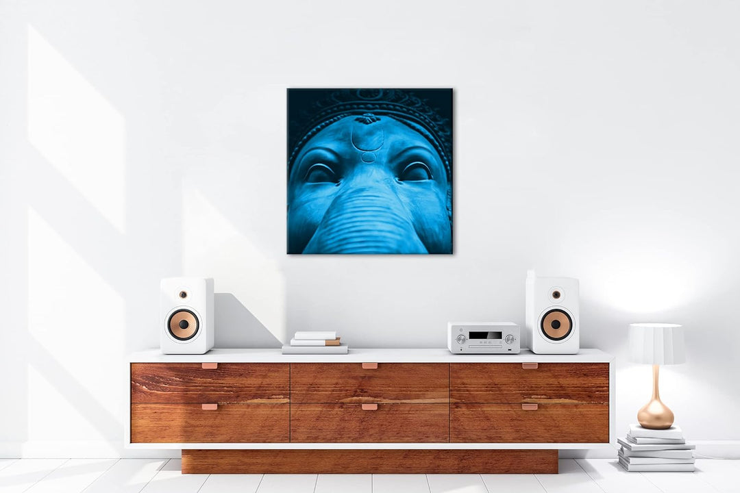 deyoli indische Elefanten Gottheit Format: 70x70 Effekt: Monocrome Blau als Leinwand, Motiv fertig g