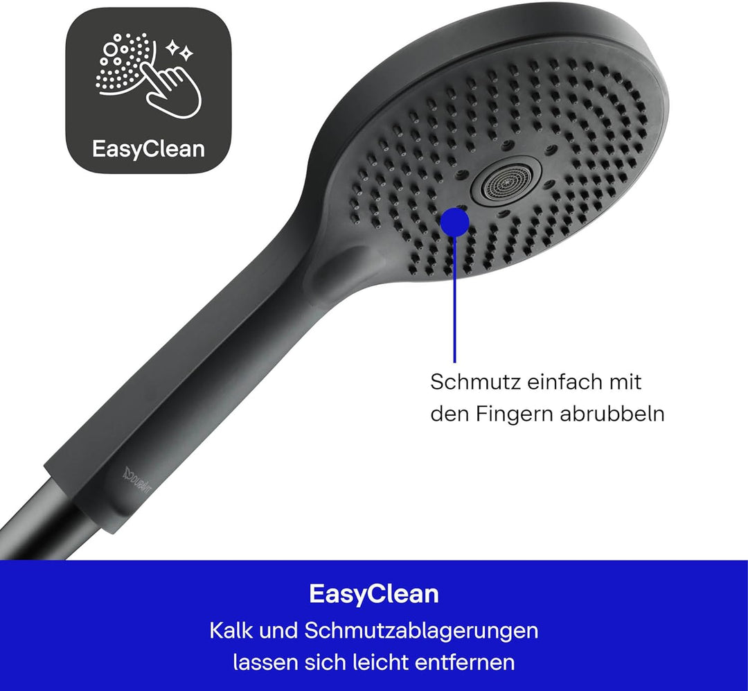 Duravit Universal Duschkopf, Duschbrause mit 3 Strahlarten (Rain, Pulse, Mono), Handbrause rund (Ø 1