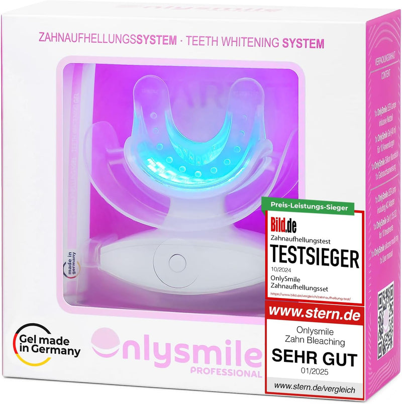 Onlysmile Zahnbleaching Set professionell | All in One Teeth Whitening Kit für Weisse Zähne mit sofo