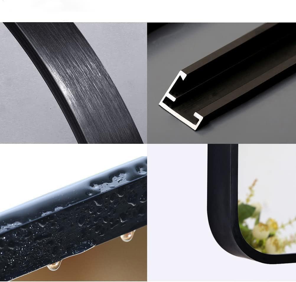 MIQU Badezimmerspiegel 80x60 cm Wandspiegel Gross Badspiegel ohne Beleuchtung Rechteckig mit Schwarz