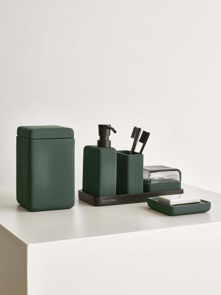 Marc O Polo Bad Accessoires The Edge Dark-Green, Aufbewahrungsbehälter klein 9x9x6 cm Dunkelgrün 9x9