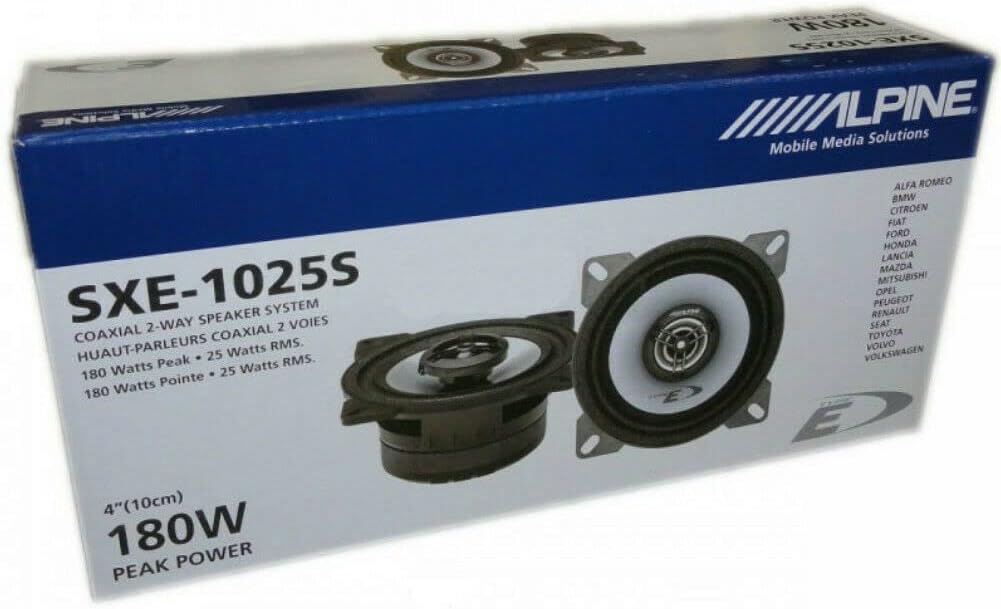 2 Alpine SXE-1025S SXE 1025S 2 Wege koaxial Lautsprecher 10 cm 100 mm 4" 25 watt rms und 180 watt ma