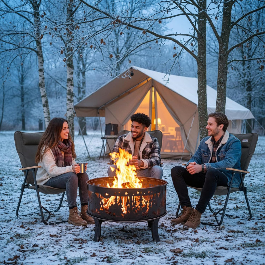 Feuerschale, Feuerschale Garten, Feuerkorb mit Funkenschutz, Feuerstelle Retro-Look, inkl. Poker & K