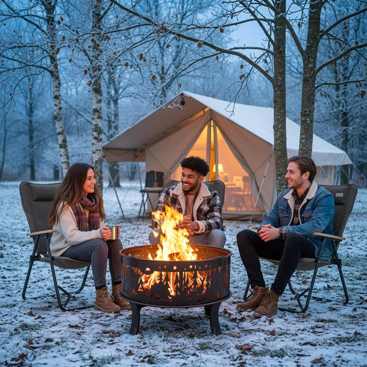 Feuerschale, Feuerschale Garten, Feuerkorb mit Funkenschutz, Feuerstelle Retro-Look, inkl. Poker & K