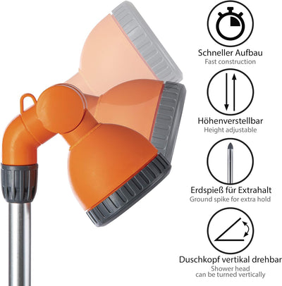 ONVAYA Gartendusche mit Stativ & Erdspiess | höhenverstellbar von 165 cm bis 225 cm | Duschstrahl st