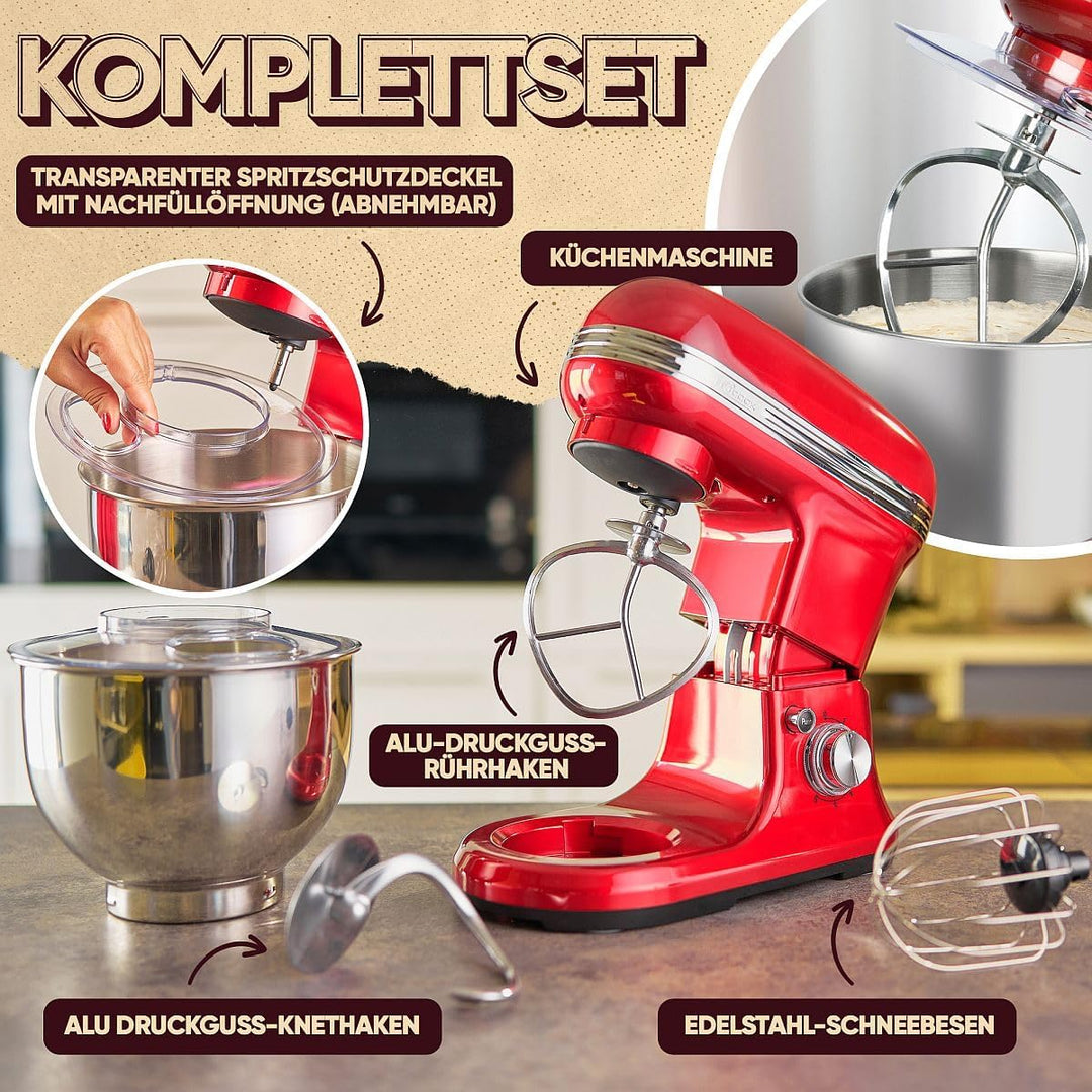 ProfiCook® Küchenmaschine zum backen | Knetmaschine 5L mit starkem 1200W Motor | Teigmaschine inkl.
