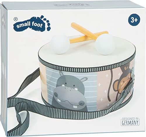 small foot Trommel Bunte Wildnis mit Tiermotiven und Trommelschlägeln aus Holz, für Kinder ab 3 Jahr